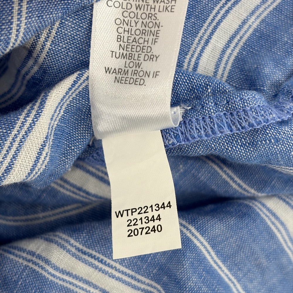 J. Jill Linen Shirt in Blue and White - Picture 5 of 8